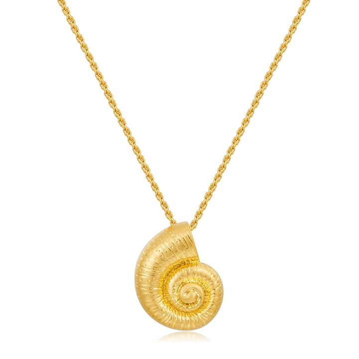 Gold Shell Charm Necklace – 14K Gold Plated Beach Jewelry