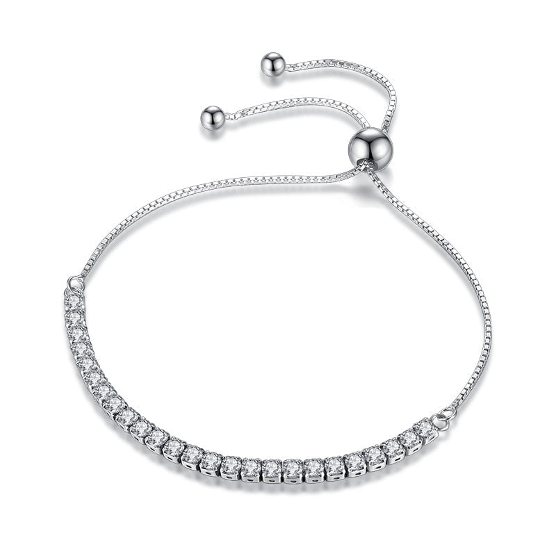 Sterling Silver Sparkling Strand Bracelet Women Link Tennis Bracelet Silver Jewelry VBS4087 – Avaiya Gems