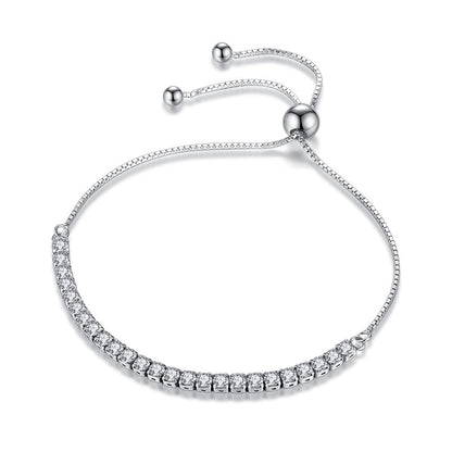 Sterling Silver Sparkling Strand Bracelet Women Link Tennis Bracelet Silver Jewelry VBS4087 – Avaiya Gems