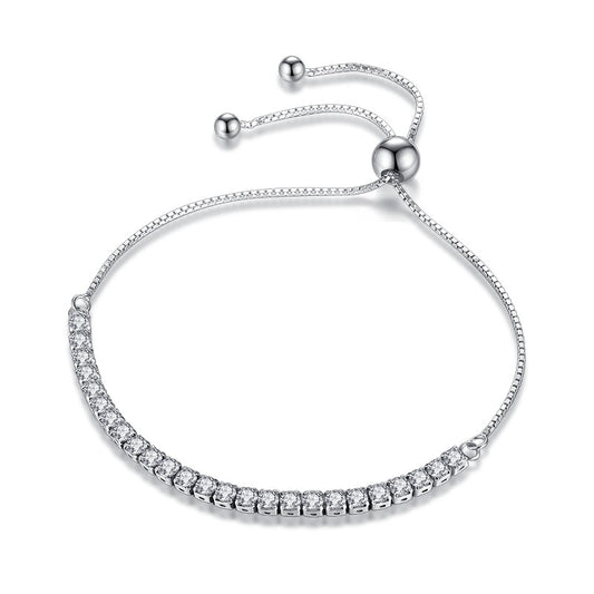 Sterling Silver Sparkling Strand Bracelet Women Link Tennis Bracelet Silver Jewelry VBS4087 – Avaiya Gems