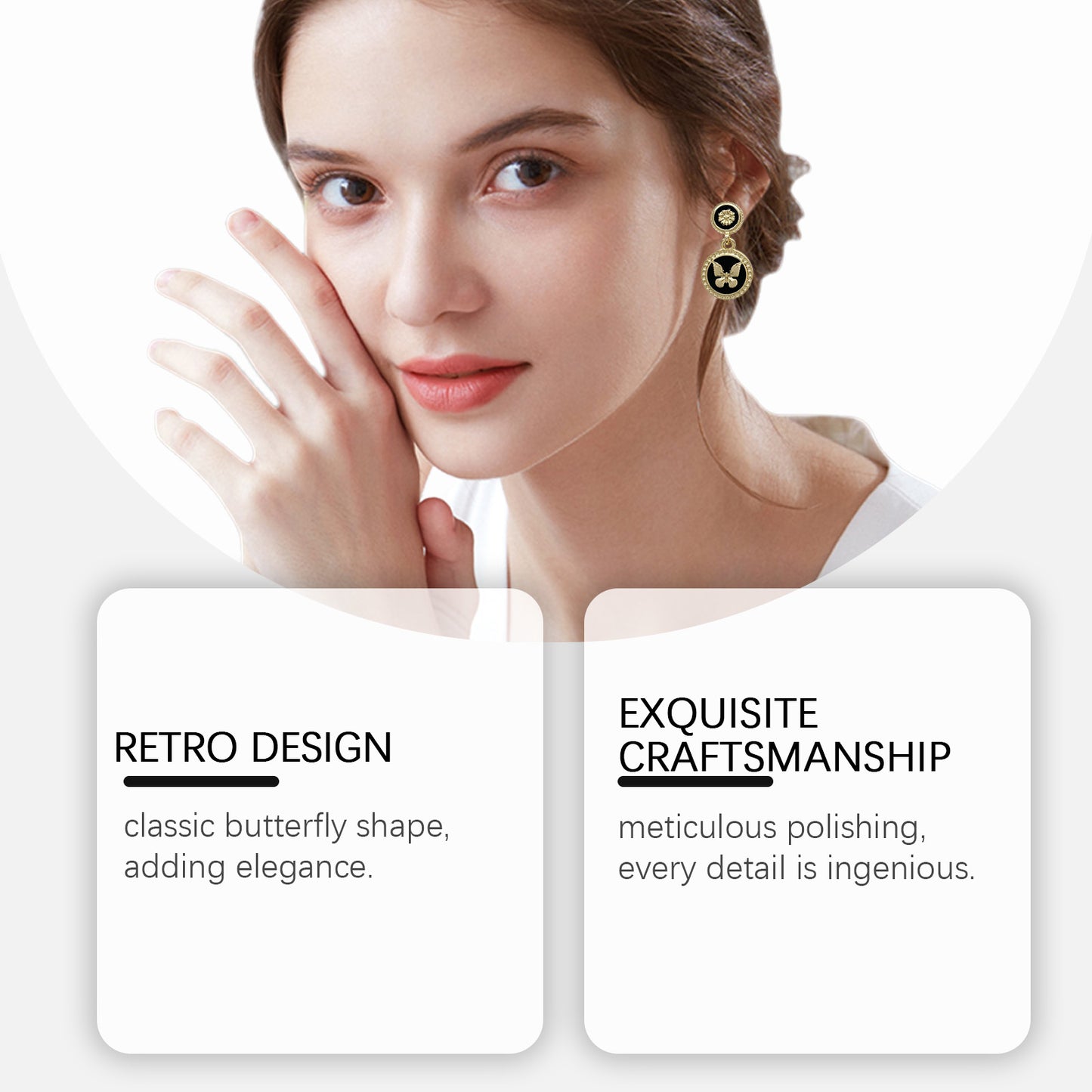 Hoexe Vintage Butterfly Earrings Fashion Personality Charm Niche Design Sense Light Decoration Si... – photo 4 – Avaiya Gems