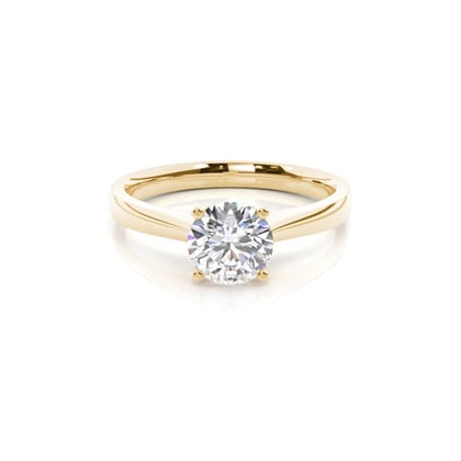 4 Prong Setting Round Diamond Side Stone Engagement Ring