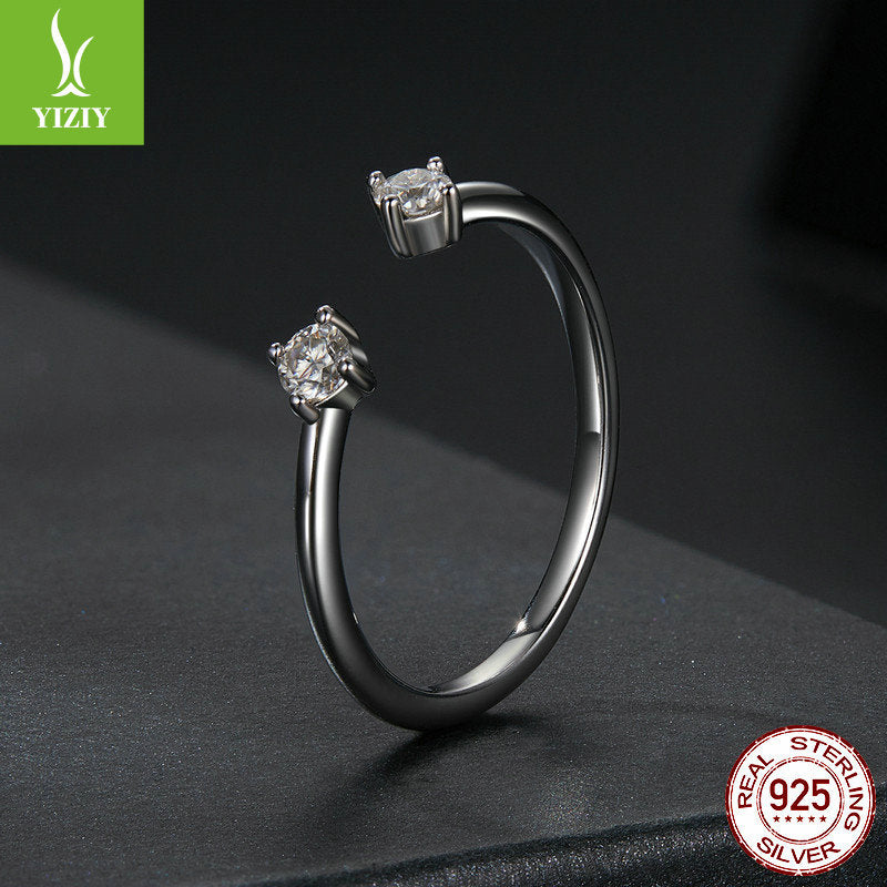 Silver Charm New Simple and Exquisite Moissanite Open Ring Fashionable and Versatile Stackable s925 Pure Silver Ring