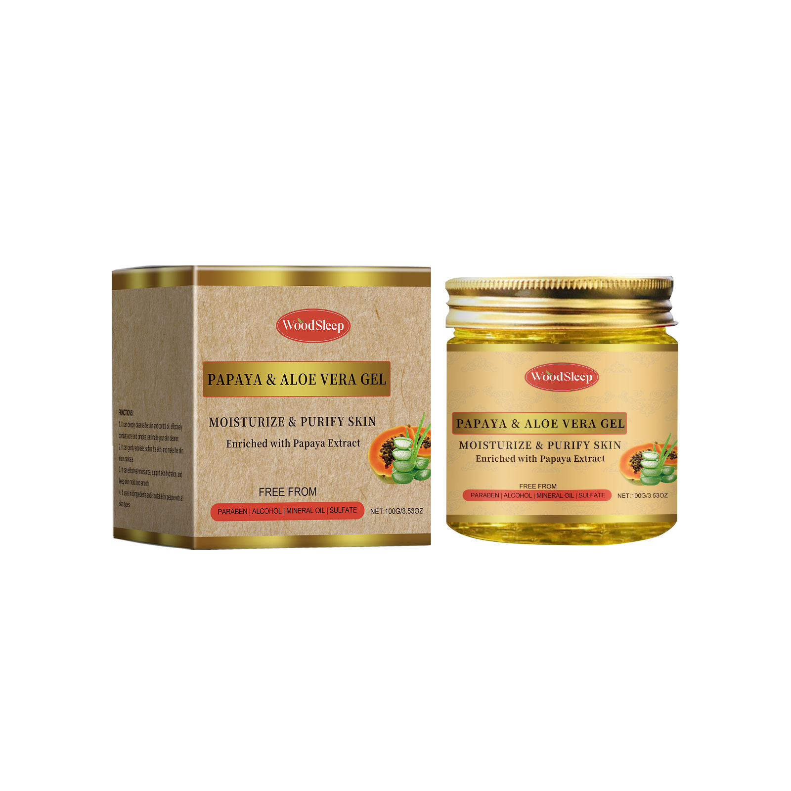 WoodSleep Papaya Aloe Vera Hydrating Gel Facial Cleansing Aloe Vera Gel Moisturizing Nourishing G... – photo 6 – Avaiya Gems