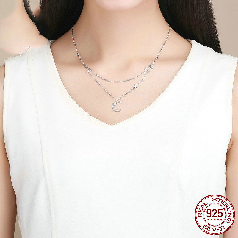 Starlight Moon Pure Silver S925 Plated Necklace – photo 2 – Avaiya Gems