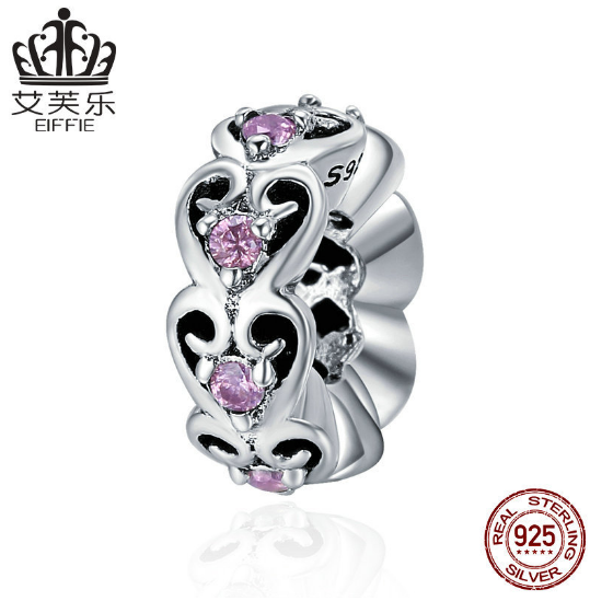 New Heart-Shaped Diamond S925 Sterling Silver DIY Charm Accessories Silver Spacer Beads SCC339