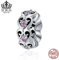 New Heart-Shaped Diamond S925 Sterling Silver DIY Charm Accessories Silver Spacer Beads SCC339