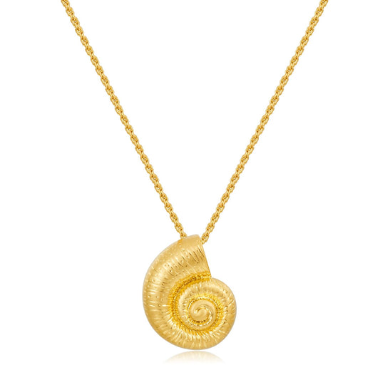 Gold Shell Charm Necklace – 14K Gold Plated Beach Jewelry – Avaiya Gems