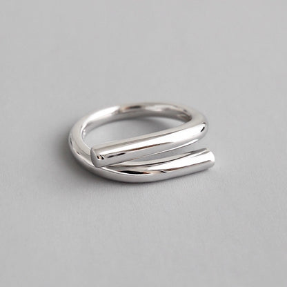 100% 925 Sterling Silver Open Rings Retro Geometric Wrong Side Interweaving for Women Sterling Si... – photo 2 – Avaiya Gems