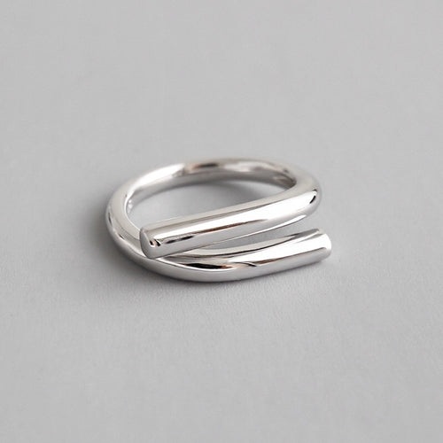 100% 925 Sterling Silver Open Rings Retro Geometric Wrong Side Interweaving for Women Sterling Silver Jewelry