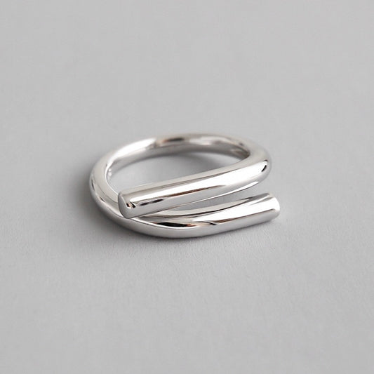 100% 925 Sterling Silver Open Rings Retro Geometric Wrong Side Interweaving for Women Sterling Si... – photo 2 – Avaiya Gems