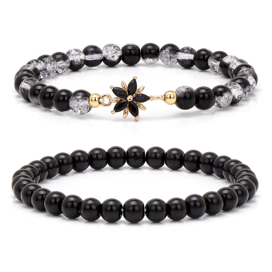 Black Flower Crystal Bracelets Set – Avaiya Gems