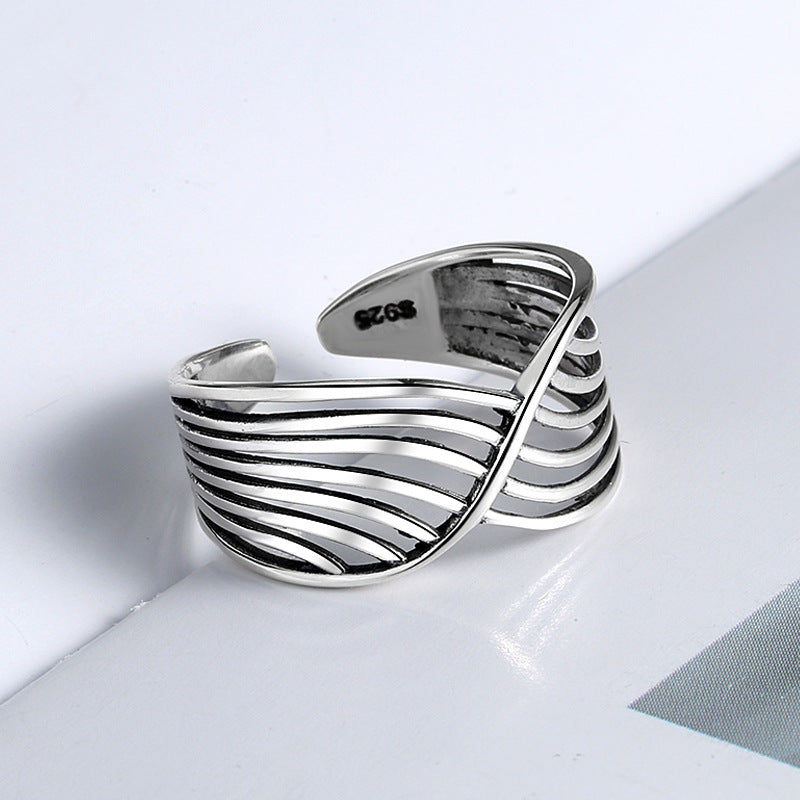 Mobius wave ring s925 silver Thai silver retro personality wild open sterling silver ring jewelry – photo 2 – Avaiya Gems