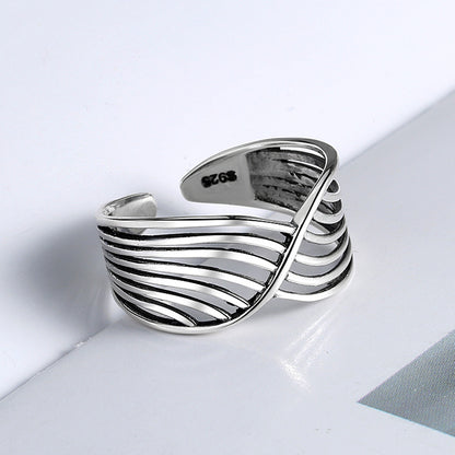 Mobius wave ring s925 silver Thai silver retro personality wild open sterling silver ring jewelry – photo 2 – Avaiya Gems
