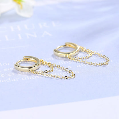 Gold Silver Long Chain Earring For Women 925 Sterling Silver Earrings Fashion Silver Jewelry kore... – photo 6 – Avaiya Gems