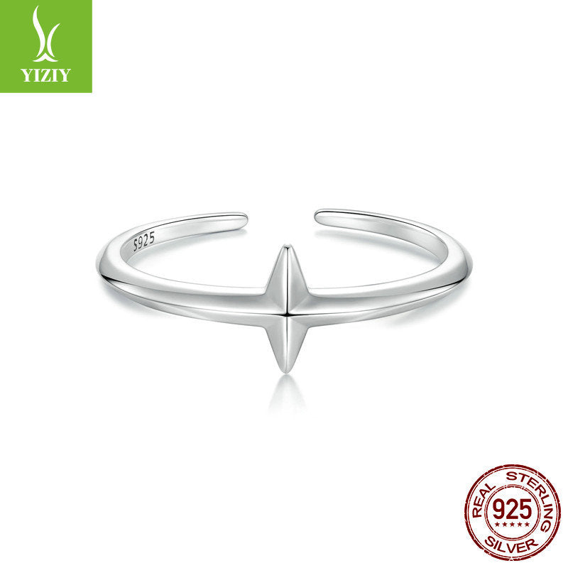Yinziyun new minimalist plain silver cross opening ring, fashionable and versatile, three-dimensi... – Avaiya Gems