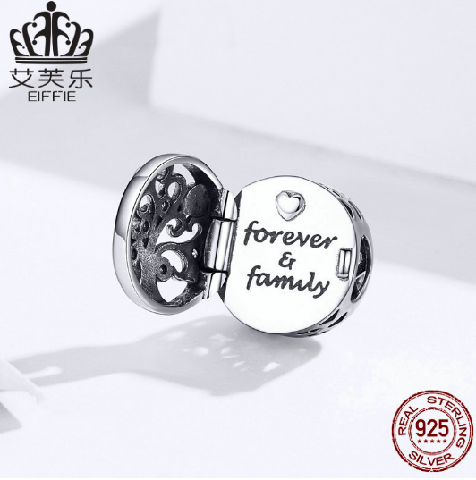Sterling Silver S925 Family Tree of Life Beaded Handmade DIY Bracelet Accessories Open Silver Beads