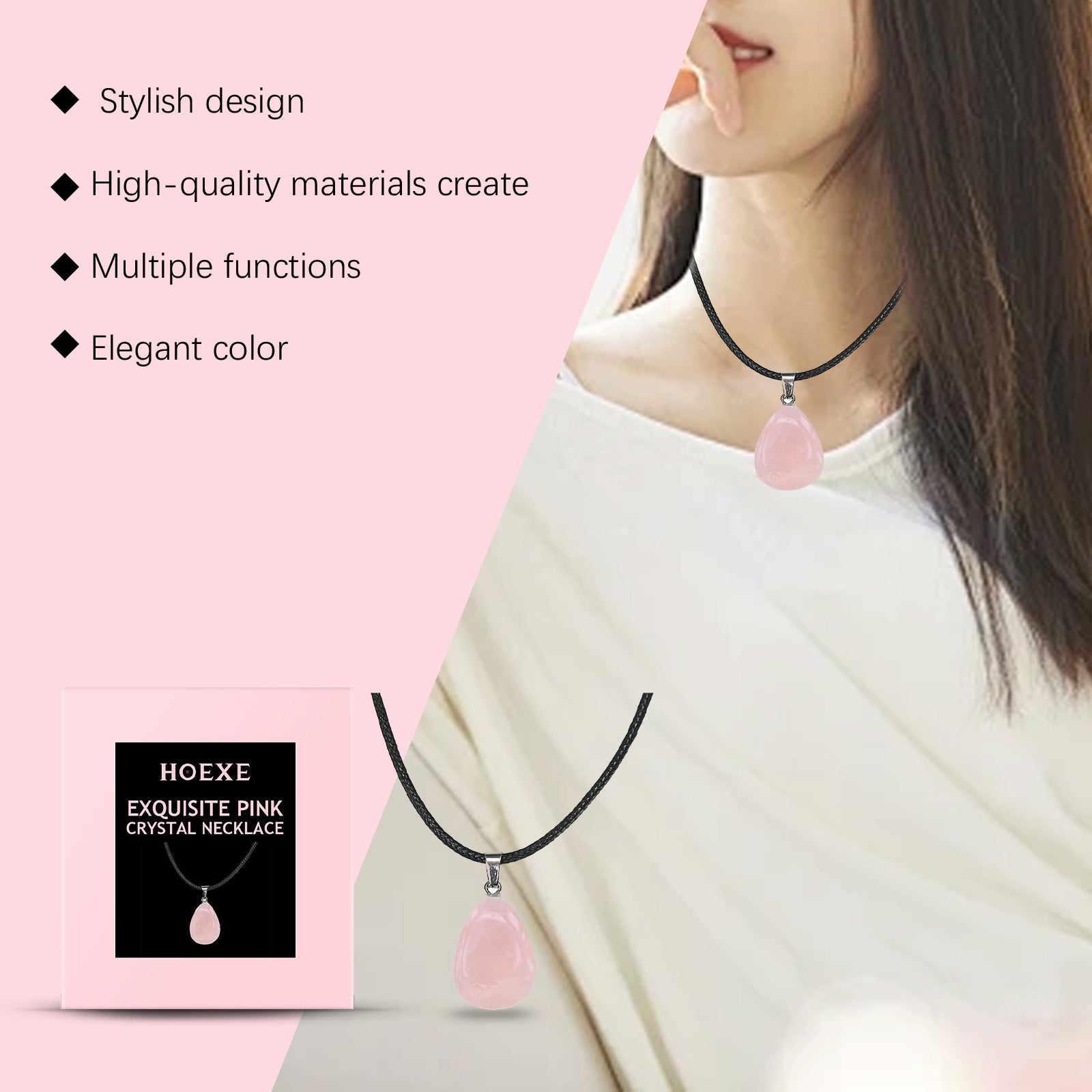 Hoexe Exquisite Powder Crystal Necklace Light Luxury Niche Ins Simple Style Everyday Clavicle Cha... – photo 4 – Avaiya Gems