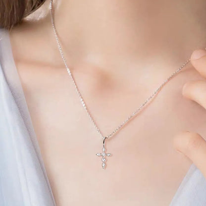 925 Sterling Silver Moissanite Cross Pendant Necklace – photo 6 – Avaiya Gems