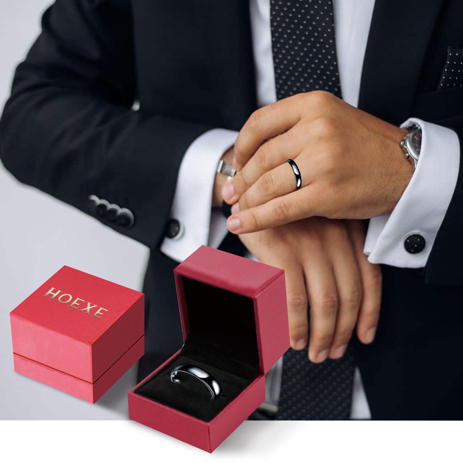 HOEXE Obsidian Ring, Stainless Steel Ring For Men And Women Smooth Fashion Simple Boutique Hand A... – Avaiya Gems