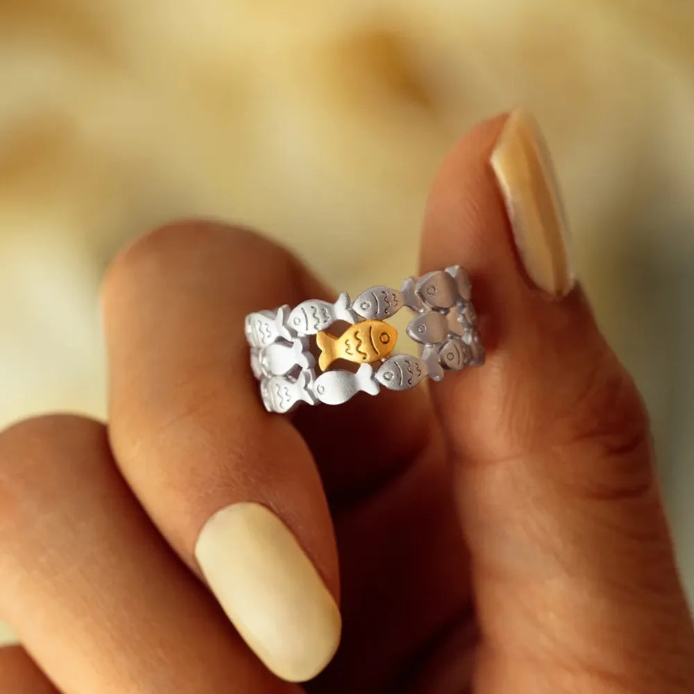 925 Sterling Silver Fish Open Ring – photo 3 – Avaiya Gems