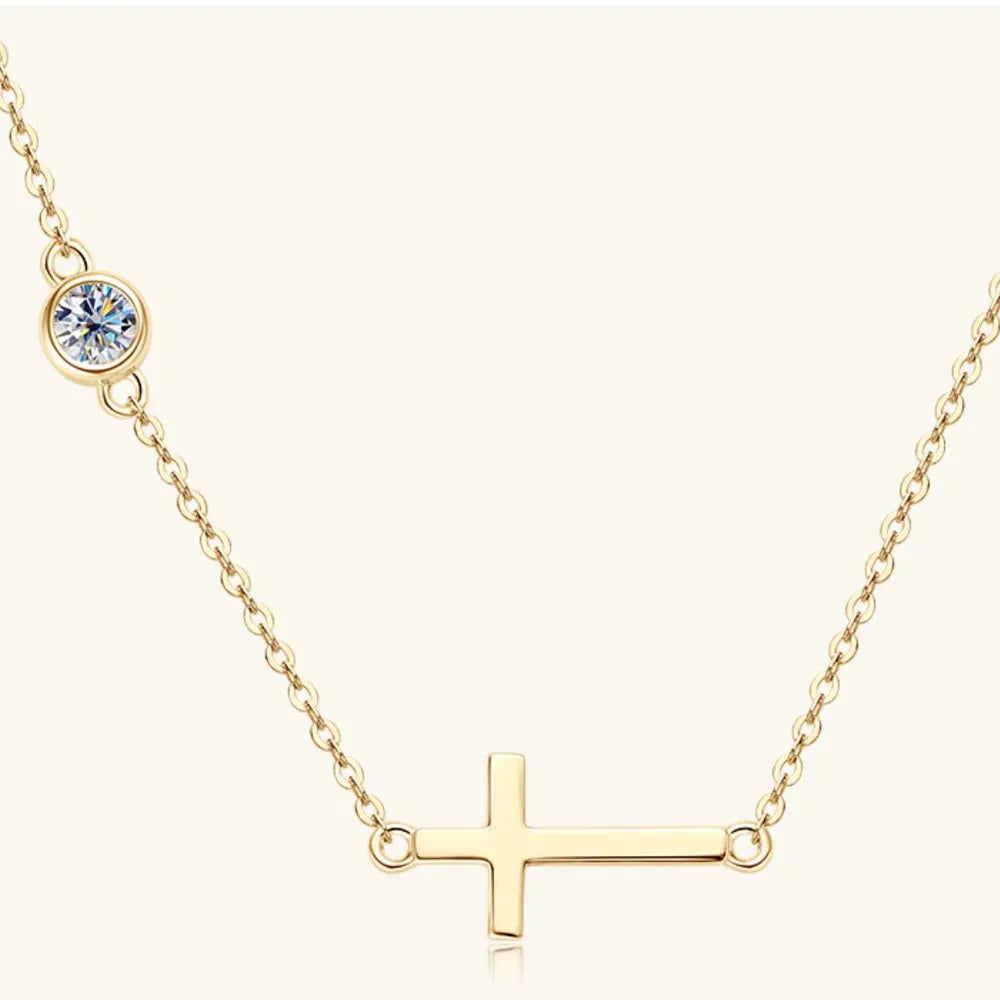 Cross 925 Sterling Silver Moissanite Necklace – photo 6 – Avaiya Gems
