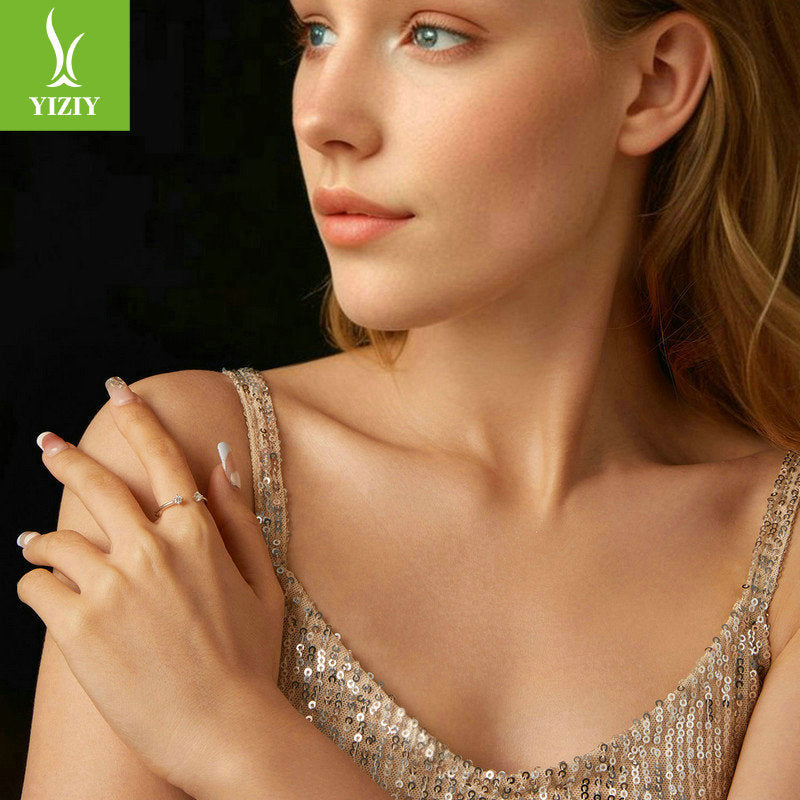 Silver Charm New Simple and Exquisite Moissanite Open Ring Fashionable and Versatile Stackable s925 Pure Silver Ring