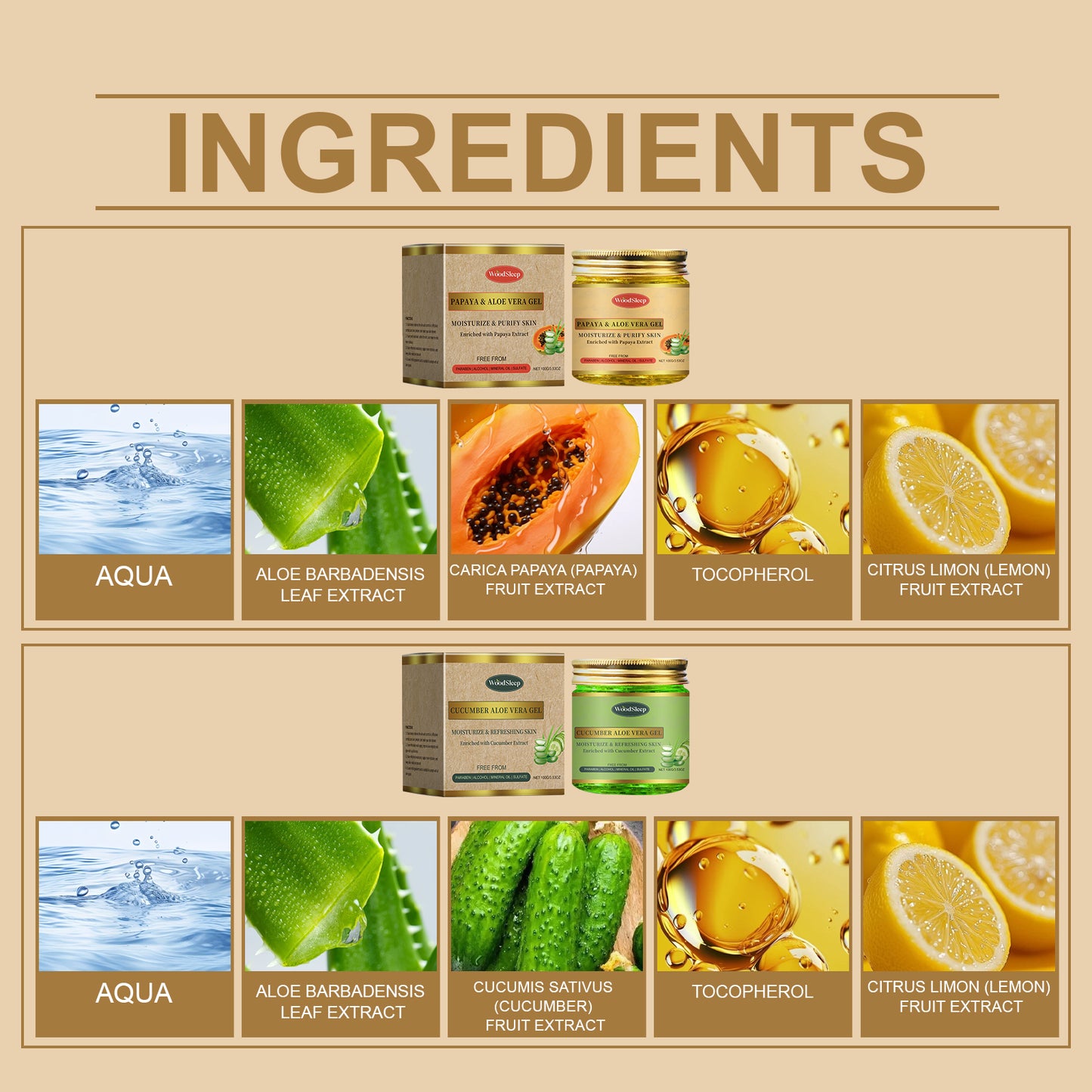WoodSleep Papaya Aloe Vera Hydrating Gel Facial Cleansing Aloe Vera Gel Moisturizing Nourishing G... – photo 4 – Avaiya Gems