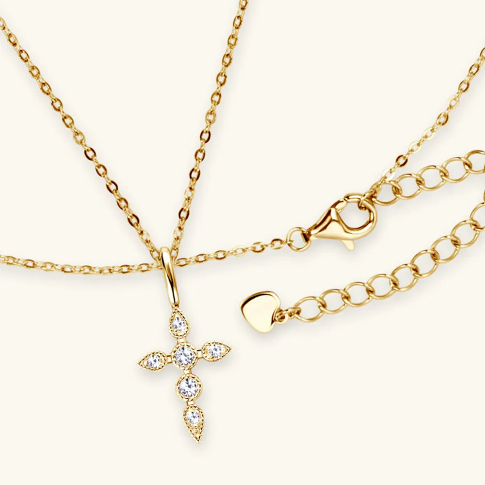 925 Sterling Silver Moissanite Cross Pendant Necklace – Avaiya Gems