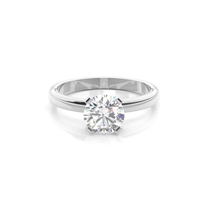 4 Prong Setting Round Diamond Plain Engagement Ring
