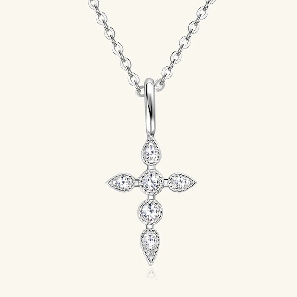 925 Sterling Silver Moissanite Cross Pendant Necklace – photo 4 – Avaiya Gems