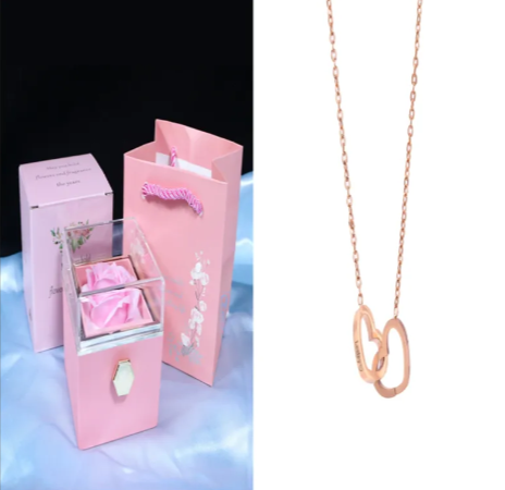 Personalized Double Heart Name Necklace – Custom Engraved Gift