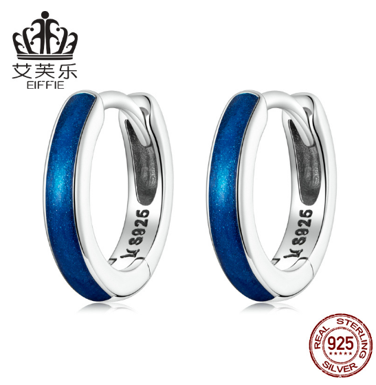 EIFFIE Simple Ear Buckle Sterling Silver Earrings S925 Diamond-Encrusted Women's Silver Earrings Spot SCE1360