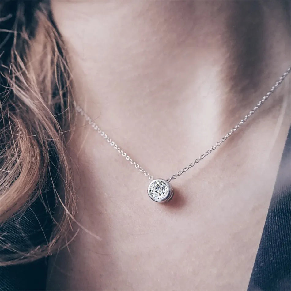Birthstone Necklace – Stainless Steel Geometric Pendant Jewelry