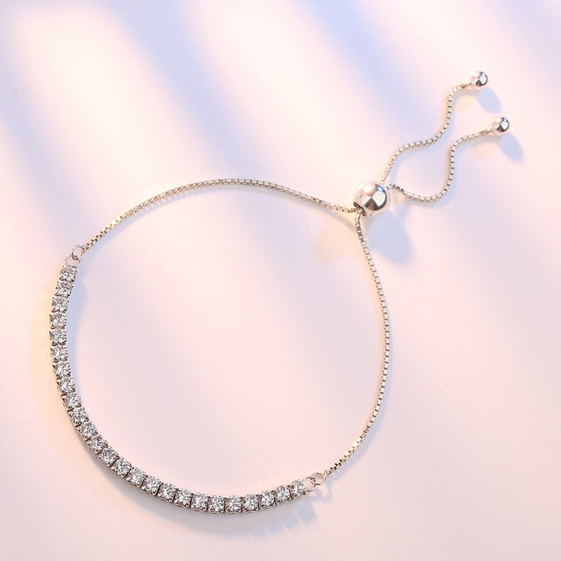Sterling Silver Sparkling Strand Bracelet Women Link Tennis Bracelet Silver Jewelry VBS4087 – photo 6 – Avaiya Gems