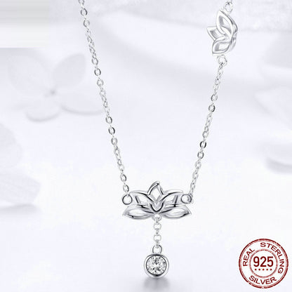 Silver Lotus Delicate Necklace – photo 3 – Avaiya Gems