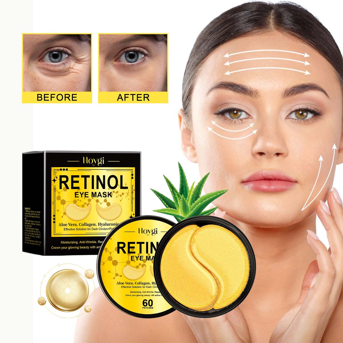 Retinol Eye Mask, Collagen Moisturizing Repair Aloe Vera Moisturizing And Firming Eye Mask – Avaiya Gems