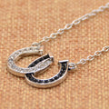 lychee Horse Hoof Necklace Lucky Rhinestone Double Black White Color Horseshoe Pendant Necklace Jewellery