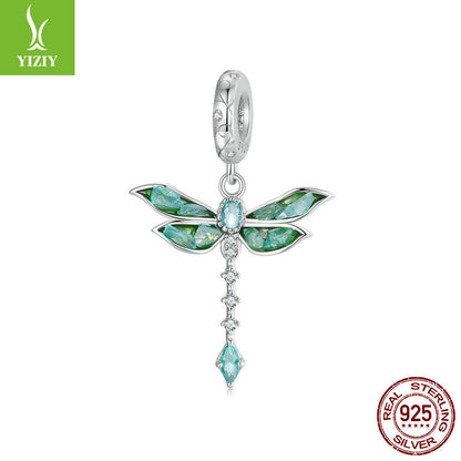 Silver Charm Original Retro Green Dragonfly DIY Pendant Accessories Charm Lucky s925 Pure Silver ... – Avaiya Gems