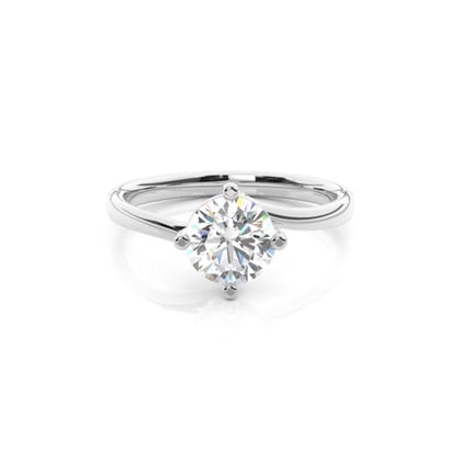 4 Prong Setting Round Diamond Plain Engagement Ring