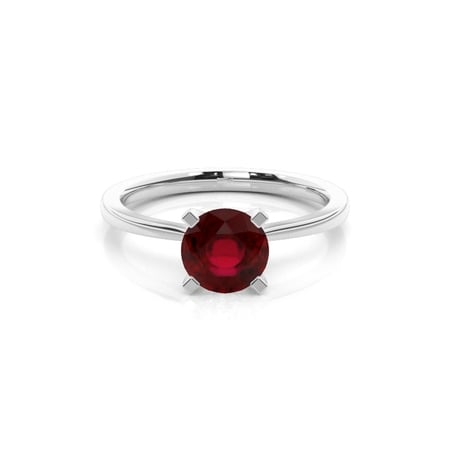 4 Prong Round Ruby Diamond Engagement Ring