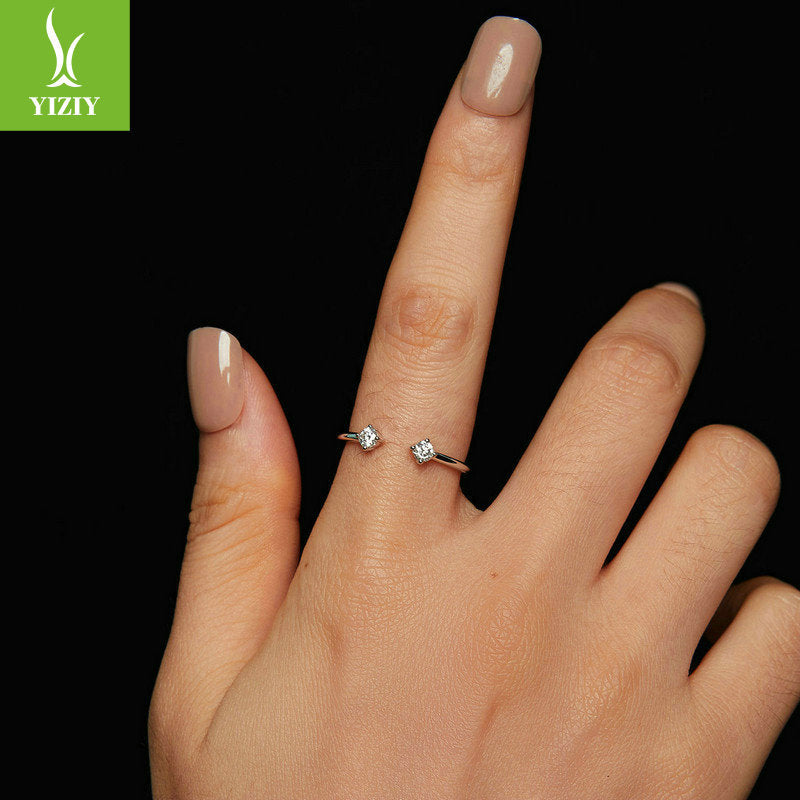 Silver Charm New Simple and Exquisite Moissanite Open Ring Fashionable and Versatile Stackable s9... – photo 2 – Avaiya Gems