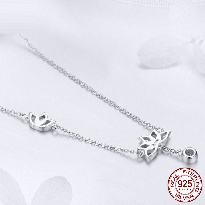 Silver Lotus Delicate Necklace – photo 5 – Avaiya Gems