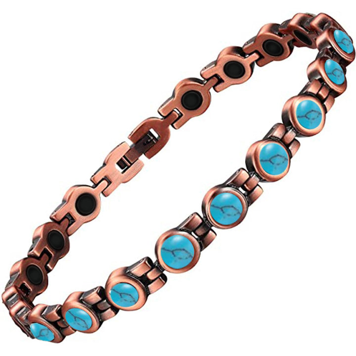 Turquoise Copper Magnetic Bracelet – Healing Gemstone Jewelry for Women