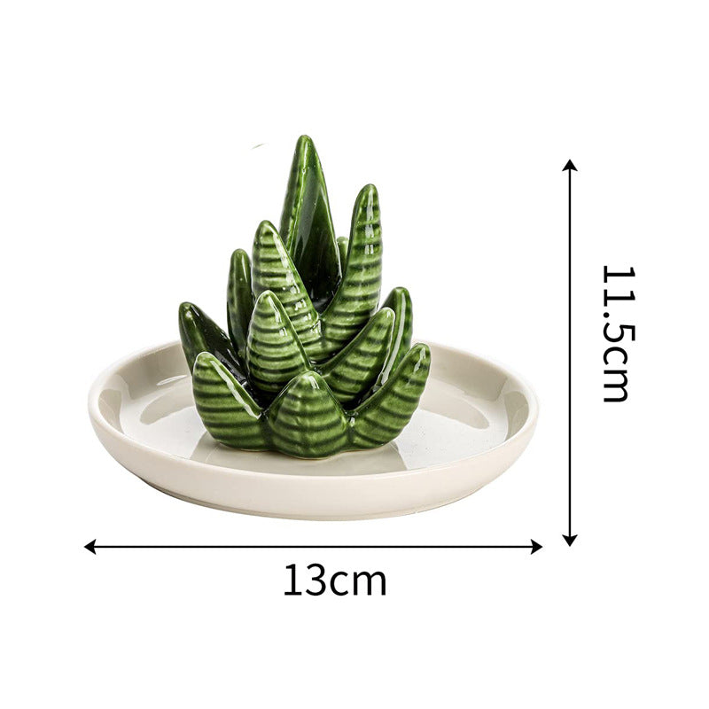 Ceramic Cactus Ring Tray Jewelry Display Stand Creative Aloe Vera Storage Tray Craft Wholesale – photo 6 – Avaiya Gems