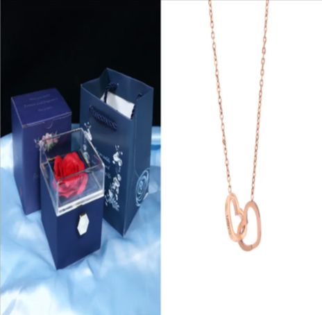 Personalized Double Heart Name Necklace – Custom Engraved Gift