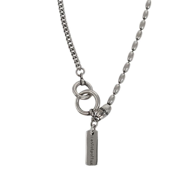 S925 Sterling Silver Thai Silver Square Necklace Women Clavicle Chain Net Red Retro Hip Hop Cold Style Sterling Silver Necklace