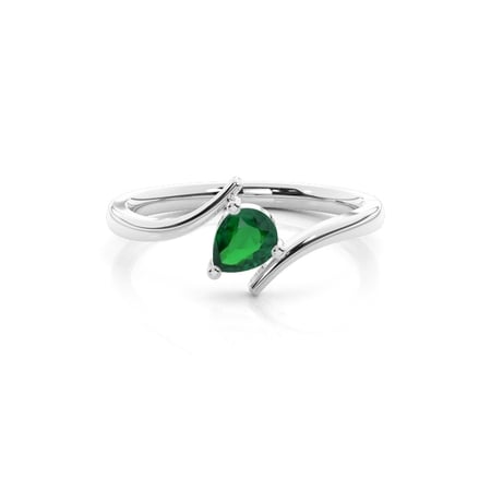 Prong Setting Pear Emerald Solitaire Ring
