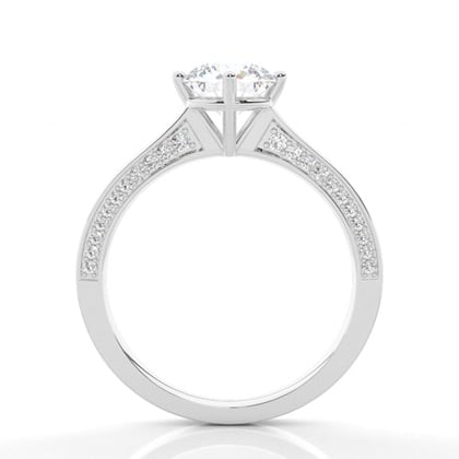 4 Prong Setting Round Moissanite Side Stone Engagement Ring – alternate view