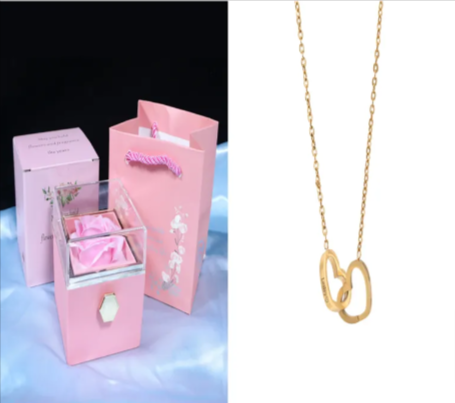 Personalized Double Heart Name Necklace – Custom Engraved Gift